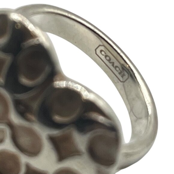 Coach Sterling Silver Ring Size 7 Heart Shape Designer Classic Logo Elevated - Picture 6 of 6